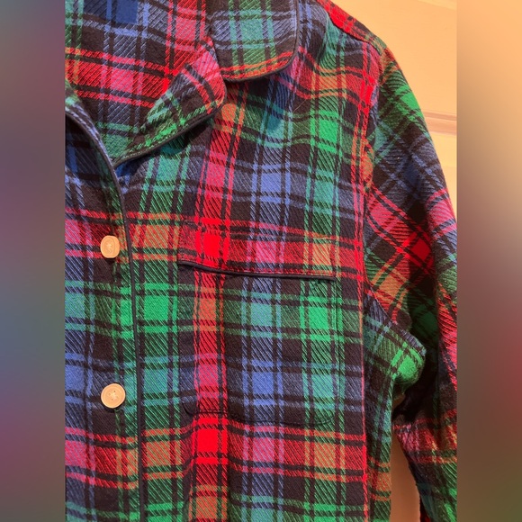 LANDS END ❤️💙 Plaid Flannel 2 Piece Pajama Set, Long Sleeve Button Down & Pants - Picture 3 of 11